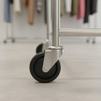 With Wheels Freestanding Clothes Hanging Easy to Move Rolling Clothes Rack Heavy Duty Stainless Steel Clothing Rack Minimalist Design for Bedroom