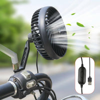 Fan with Mirror Mount USB-Powered Electric   Fan Low-Profile for Summer Rides
