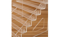 Easy to Clean Desktop Badge Display Rack Sturdy Clear Stepped Display Stand Space Saving Acrylic Tiered Organizer for Countertop