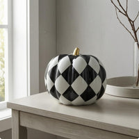 Golden Stem Pumpkin Decor Large Ceramic Ornament Heavy Home Decoration