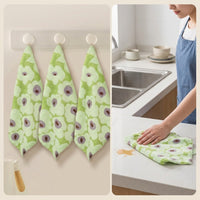 30cm Microfibre Cloth 4 Pack, Printed Avocado Green Cleaning Cloths, Soft Coral Fleece Cloths for Kitchen, Bathroom and Dish-Washing