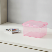 Clear Card Storage Box with Lid, Small Card & Coin Organizer, Multi-functional Desktop Sundries Storage Container
