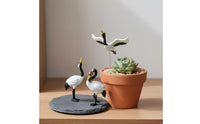 Simulation Micro Landscape Crane Ornament Lifelike Bonsai Crane Decoration for Planter, Fairy Garden, Desktop