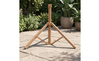 Cross-Braced Foldable Tripod Umbrella Base Tan-Brown Foldable Umbrella Stand Weather-Resistant for Outdoors, Patio