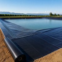 HDPE Geomembrane Pond Liner 1.0mm, Black Waterproof Pond Sheet, Tear-Resistant Lining Membrane for Garden Ponds & Fish Farms, Matte Surface