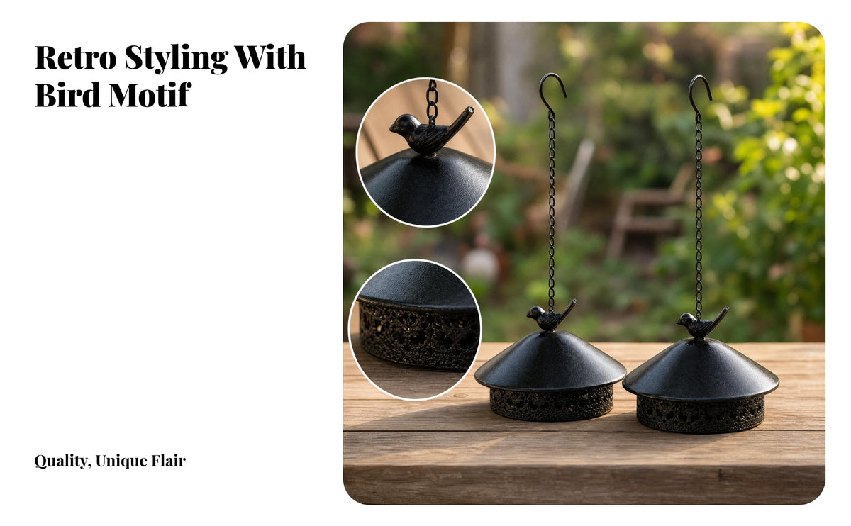 2 Pieces Bird-Shaped Finial Hanging Bug-Repelling Incense Box Antique Style Hanging Bug-Repelling Coil Holder Ventilated Iron Incense Box for Outdoor