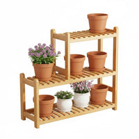 Multi-Layer Design Tiered Plant Stand Stable Structure Wooden Flower Shelf Polished Rounded Corners Stepped Plant Rack Sturdy Construction for Gardeners, Homeowners, Balcony, Indoor, Living Room, Outdoor