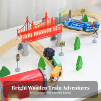 Kids Toy Red Bridge Easy to Connect Interlocking Track Set Miniature Railway Scene