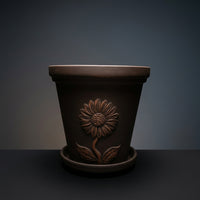 Plant Pots with Embossed Design for an Indoor Plant Pot, Terracotta Clay Flower Pots for Outdoor Plants, Single Floor Standing Clay Pot