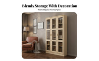 dense Wood Construction Glass Door Book Cabinet Floor-Standing Glass Door Curio Simple Design bookshelf Large Storage Space for Children, Homeowners, Office Workers, Study Room, Bedroom