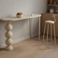 Sintered Countertop Bar Table Minimalist Wall-Mounted Bar Table Scratch-Resistant Cream Design Kitchen Island for Balcony, Living Room
