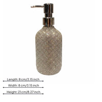 Glittering Rhinestone Pump Bottle Decorative Crystal Bottle Dispenser Refillable Glitter Soap Dispenser for Vanity