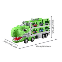 Double-Form Dinosaur Carrier Truck Convertible Dino Race Track Truck Alloy