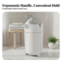 Odor Sealing Diaper Pail Easy to Clean Round Wastebasket with Handle Silent Close Nursery Bin Sturdy Construction for Bedroom