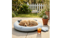 Breathable Cooling Pet Bed Padded Round Pet Bed Woven Texture Cat Cooling Mat Light Blue for Cats, Dogs, Summer
