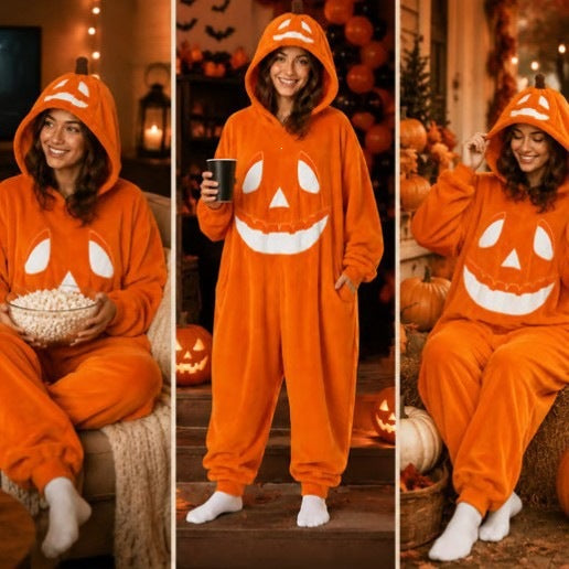 Halloween Pumpkin Costume Onesie Pajama for Adults