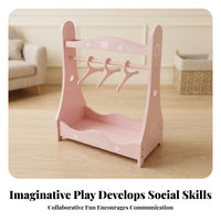 Doll Clothes Rack Rounded Side Panels White Decorative Dots Dots Toy Furniture for Children