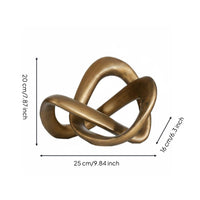 Geometric Knot Sculpture Minimalist Design Luxe Knot Statue Glossy Surface Gold Abstract Statue for Living Room