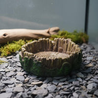 Decorative Turtle Feeding Plate Easy to Clean Tree Stump Water Bowl Long-Lasting Amphibian Food and Water Bowl for Vivarium
