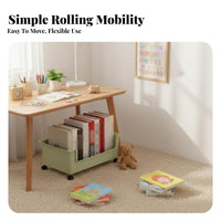 Movable with casters Mobile under-table Book container Easy to Move Classroom Organizer Space Saving Rolling cart Large Capacity for Students, Children, Office Workers, School, Dorm Room, Home, Bedroom