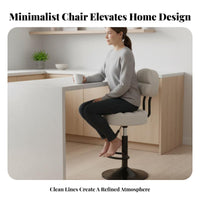 Modern Design Adjustable Pedestal Chair with Backrest 360-Degree Swivel Adjustable Upholstered Stool Padded Cushion Indoor Seating Stable Base for Bar Owners, Homeowners, Adults, Kitchen Island, Counter, Coffee Shop, Casual Eatery