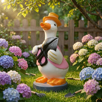 Resin Duck Statue with Hat Hand-Painted Garden Duck Statue Outdoor Whimsical for Homeowners, Courtyard