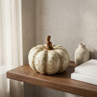 Light-Toned Ceramic Pumpkin Ornament Brown Stem Ceramic Pumpkin Figurine Smooth Finish Home decorations
