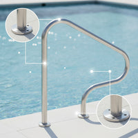Corrosion-Resistant Stainless Steel Pool Handrail Heavy Duty Pool Handrail with Mounting Bases Secure Grab Stable for Swimmers