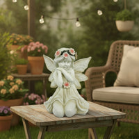 Garden Statue with Solar Lantern Weather-Resistant Angel Figurine with Lantern Solar Garden Figure with Light Outdoor
