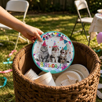 Cat Theme Birthday Party Supplies Set for Kids - Plates, Cups, Napkins, Decorations