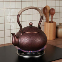 Heat-Resistant Handle Handmade Copper Tea Pot Gift Option Handmade Copper Tea Kettle for Stovetop