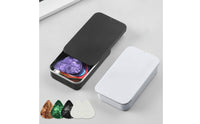 2 Pieces Guitar Pick Tin with Push-Pull Lid Easy Access Metal Pick Case with Picks Slim Tidy for Guitarists, Gig Bag, Travel