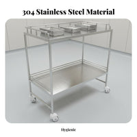 3 Pieces Locking Casters Stainless Steel Medical Trolley Utility Cart Lockable Wheels Rolling Instrument Stand Easy to Clean for Beauticians Artists, Operating Rooms, Hospital, Clinics