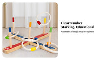Rope Rings Peg Hoop Game Colored Strips Wooden Hoop Toss Board for Children