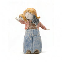 Ceramic Figurine Rustic Human Figure Sculpture Textured Abstract Statue for Tabletop, Entryway