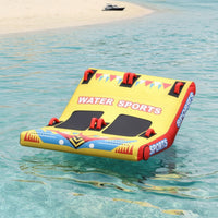 Multi-Handle Towable Water Tube with Nylon Cover Tear-Resistant Inflatable Towable with Handles Stable Safety for Families