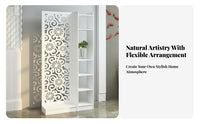 Entryway Partition with Shelves Modern Design Hollow Carved Screen Panel Double-Function Room Divider with Shelves for Renters, Office Workers