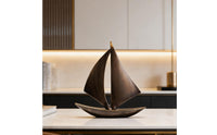 Wooden Sailboat Ornament Tabletop Wooden Sailboat Model Desktop Sailing Boat Display for Living Room, Entryway