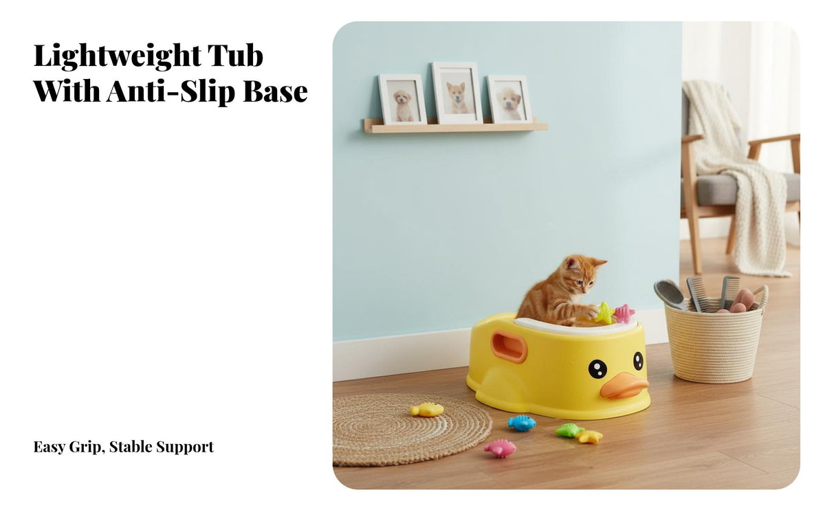 Long-Lasting Small Dog Washing Tub Easy to Keep Duck Design Pet Bath Portable Cartoon Cat Bathing Basin High Load-Bearing Capacity for Cats, Young Dogs