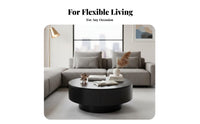 2 Pieces Internal Storage Round Nesting Tables Scratch Resistant Round Nesting Drum Stands Multipurpose Use Coffee Table Set Easy to Clean for Homeowners, Apartment Dwellers, Interior Designers, Small Areas, Lounge Area, Bedroom, Office