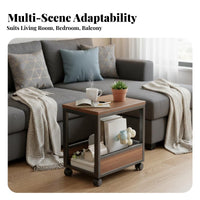 Movable Design Mobile Side Table with Wheels Multi-Tier Storage Stand Versatile Household Furniture Sturdy Construction for Apartment Dwellers, Office Workers, Living Room, Bedroom, Balcony, Small Areas