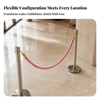 2 Pieces Metal Hooks Velvet Barrier Rope Fasteners