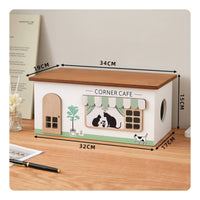 Wooden Cord Management Box Tidy & Organized Decorative Power Strip Hider Hollow-out Espresso Bar Look Style Cord Organizer for Desktop