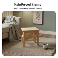 Full Wood Construction Round Wooden Stool Minimalist Design Footrest adaptable Low Seat small-sized Size for Children, young children, Living Room, Bedroom, Playroom, Entryway