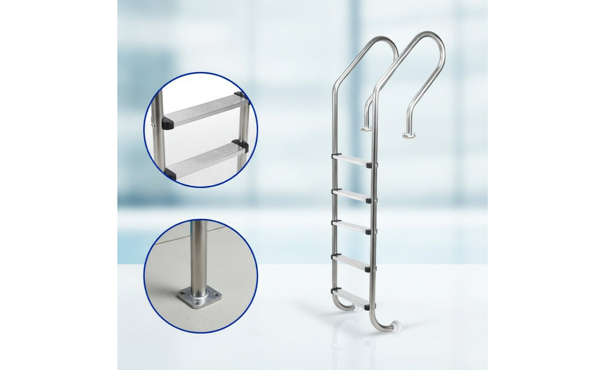 5-Step Pool Ladder Rust Resistant Stainless Steel Pool Ladder Heavy-Duty for Spa