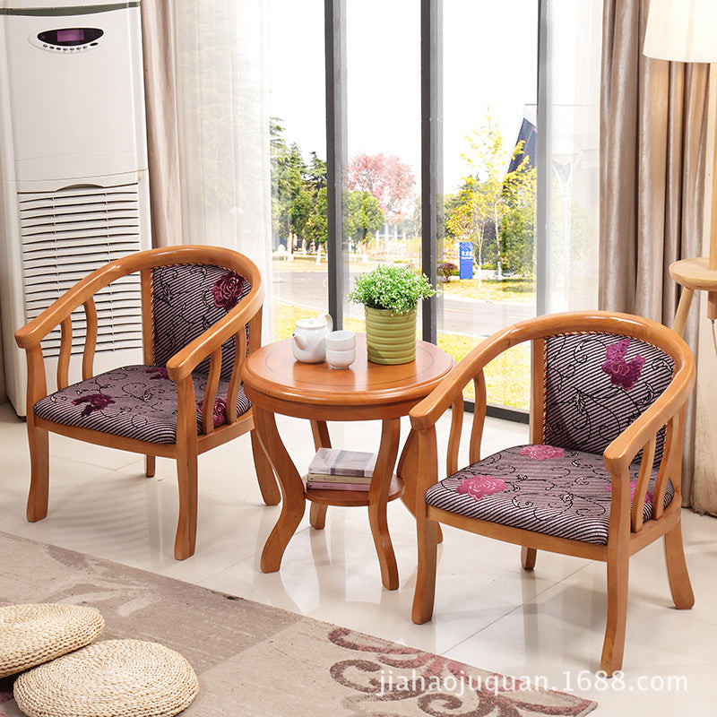 Outdoor Solid Wood Balcony Table and Chair Set, 3-Piece, Anti-Corrosion
