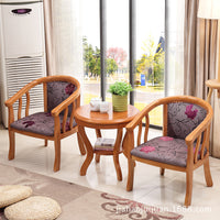 Outdoor Solid Wood Balcony Table and Chair Set, 3-Piece, Anti-Corrosion