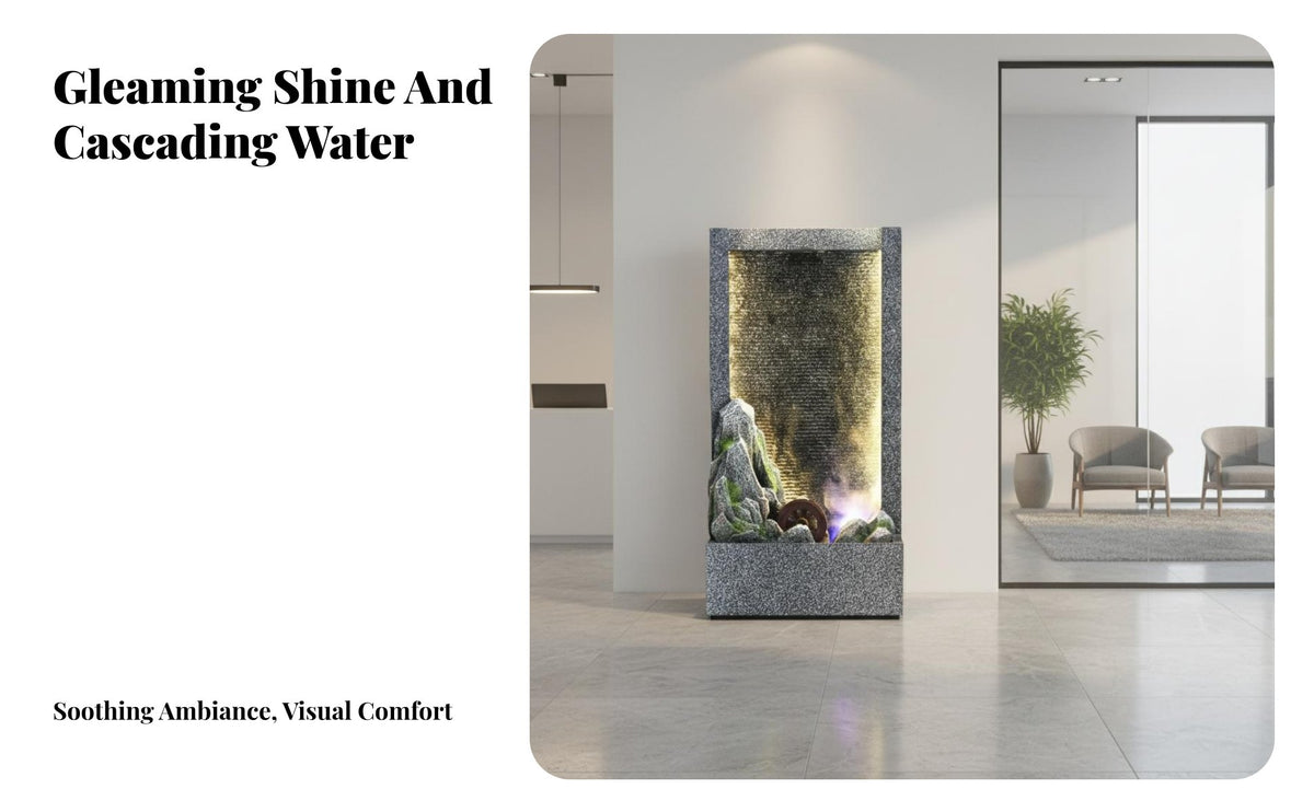 Feng Shui Decor LED Rockery Water Fountain Soothing Sound Mist Waterfall Fountain Relaxing Ambiance Indoor Mist Waterfall Nature-Inspired Design for Office Workers, Business Owners, Living Room, Entryway, Bedroom, Meditation Space