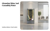 Feng Shui Decor LED Rockery Water Fountain Soothing Sound Mist Waterfall Fountain Relaxing Ambiance Indoor Mist Waterfall Nature-Inspired Design for Office Workers, Business Owners, Living Room, Entryway, Bedroom, Meditation Space