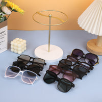 Metal Glasses Display Stand Desktop Sunglasses Organizer with Round Base Compact Tabletop Sunglasses Rack for Eyewear Collectors, Vanity, Shop Counter